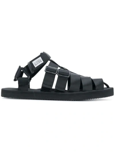 Suicoke 露趾裹踝带凉鞋 In Black