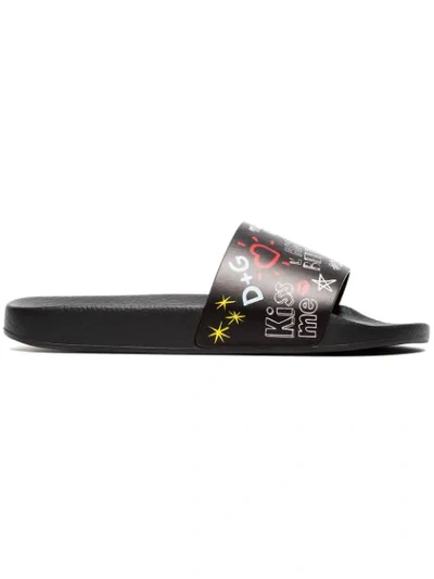Dolce & Gabbana Dolce And Gabbana Black Millennials Pool Slides