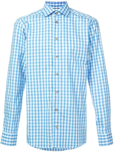 Eton Gingham Button Shirt In Blue