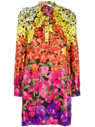 Gucci Floral-printed Silk Dress In Yellow