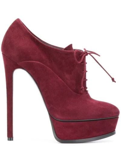 Casadei Lace-up Platform Boots In Red