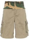 OFF-WHITE SPLICED CAMOUFLAGE PRINT CARGO COTTON SHORTS