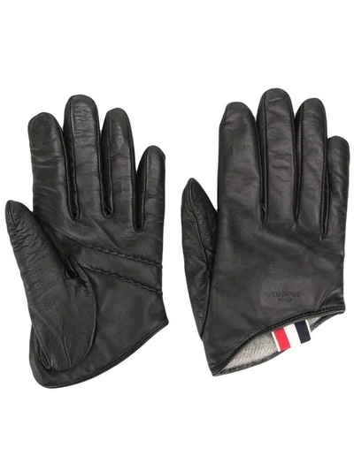 Thom Browne Cashmere-lined Leather Gloves - Black