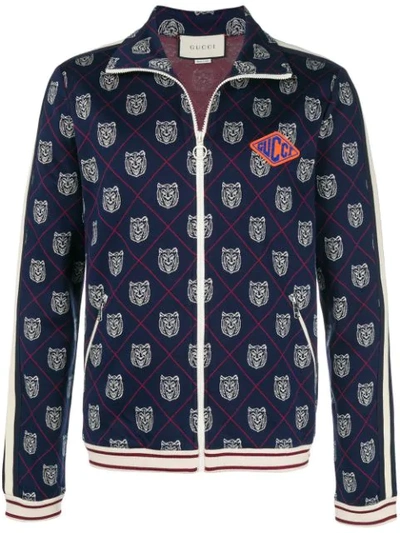 Gucci Panther Print Track Jacket In Blue