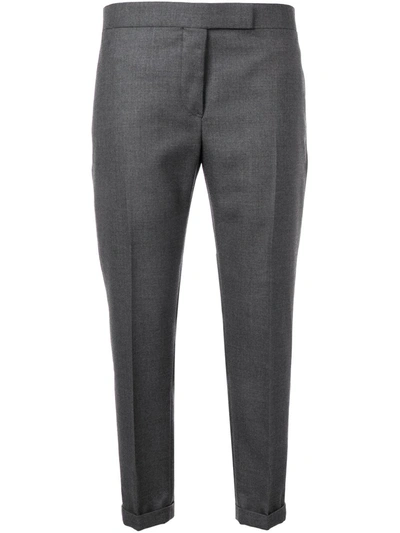 Thom Browne Low Rise Side Tab Skinny Trousers In Grey