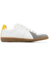 Maison Margiela Replica Suede-panel Low-top Leather Trainers In White