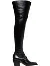 Chloé Women's Rylee Pointed Toe Tall Leather Boots In Black
