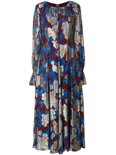 Talbot Runhof Jungle Mousseline Dress In Blue