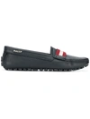 Bally Textured Leather Driver Loafers With Contrast Stripe In Black