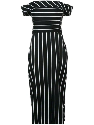 Christian Siriano Striped Off Shoulder Dress - 黑色 In Black