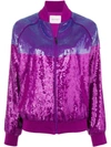 Alberta Ferretti Sequins Embellished Bomber Jacket In Pink