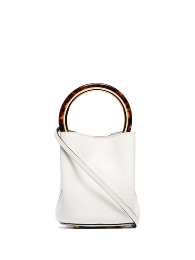 Marni Pannier Leather Bag In Glass (white)