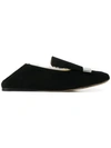 Sergio Rossi Square Toe Slippers In Black