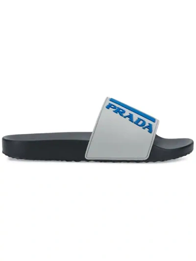 Prada Logo-embossed Rubber Slides In F0wqf