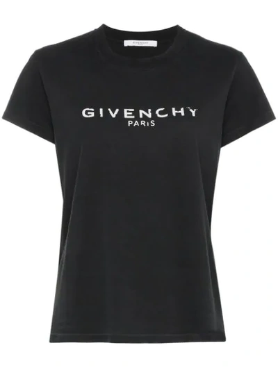 Givenchy Antique-effect Logo Print T-shirt In Black