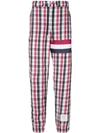 THOM BROWNE THOM BROWNE MADRAS CHECK SEAMED STRIPE SWEATPANTS - MULTICOLOUR