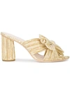 Loeffler Randall Penny Pleated Metallic Slide Sandals In Yellow ,metallic