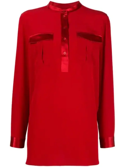 Ferragamo Salvatore  Mandarin Collar Shirt - Red