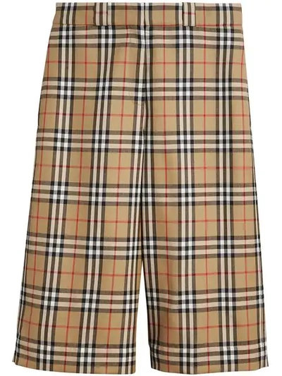 Burberry Vintage Check Wool Tailored Culottes In Yellow