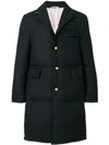 Thom Browne Center-back Engineered Stripe Down-filled Classic Chesterfield Overcoat - Blue In Blue