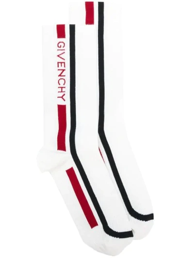 Givenchy Logo Stripe Socks In Natural In White