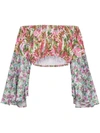ALL THINGS MOCHI LENNY FLORAL PRINT CROPPED COTTON BLOUSE