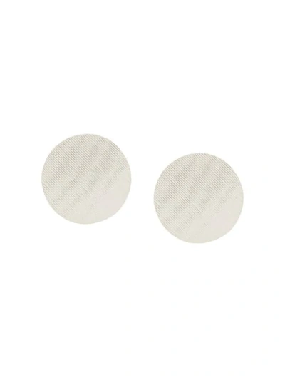 Annie Costello Brown Xl Disc Earrings In Silver