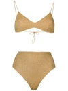 Oseree Womens Gold Lumière Metallic High-rise Bikini Set L In Metallic