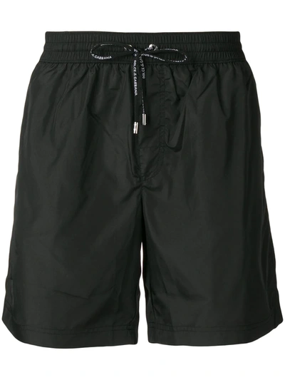 Dolce & Gabbana Swim Trunks With Logo Plaque In Black