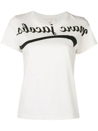 Marc Jacobs Reverse-logo Crewneck Short-sleeve Cotton T-shirt In White