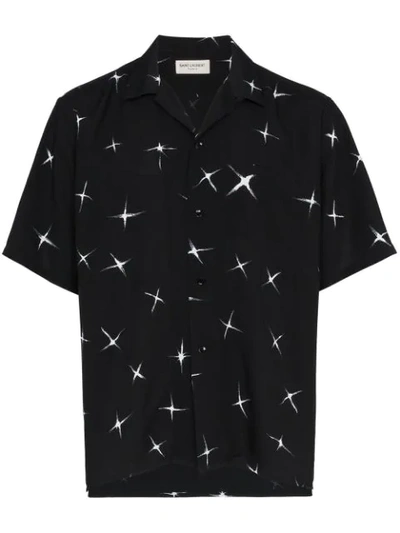 Saint Laurent Men's Star-print Short-sleeve Sport Shirt, Black/white