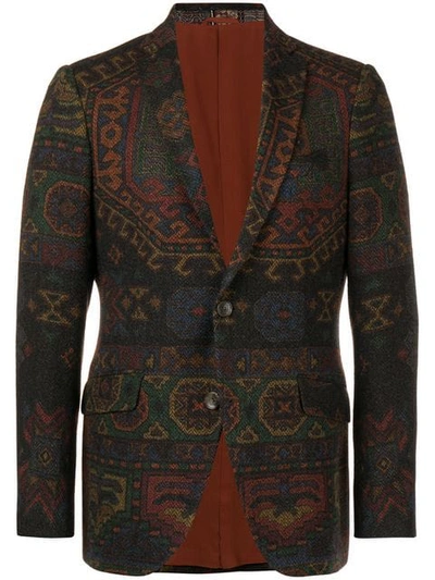 Etro Patterned Button Blazer In Brown