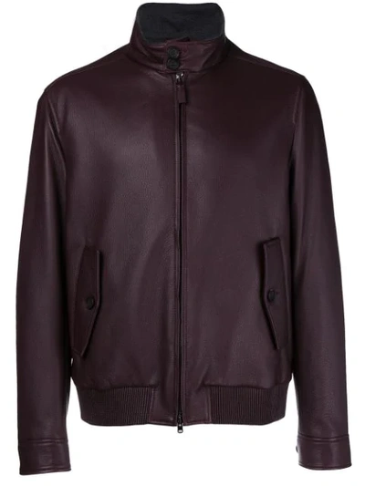 Brioni Front Zipped Bomber Jacket In Red