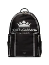 DOLCE & GABBANA BLACK AND WHITE CROWN LOGO PRINT BACKPACK