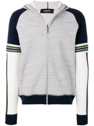 Dsquared2 Zipped Two-tone Jacket In Grey