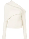 ROBERTO CAVALLI ROBERTO CAVALLI RIBBED OFF SHOULDER SWEATER - NEUTRALS