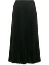 Prada Pleated Twill Midi Skirt In Black