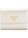 Prada Logo Plaque Wallet - Metallic In Metallic
