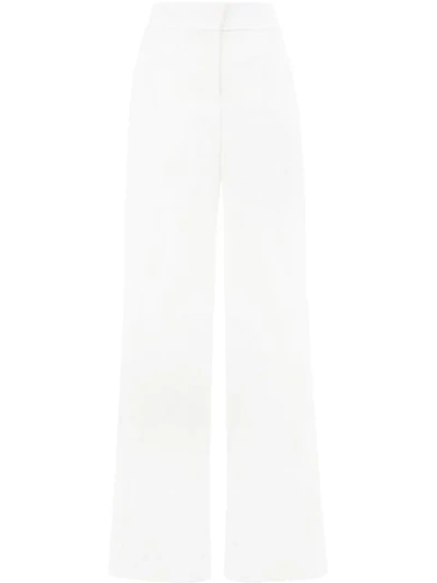 Oscar De La Renta High-rise Wool-blend Cady Pants In White