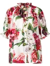 DOLCE & GABBANA PEONY PRINT MANDARIN COLLAR SHIRT