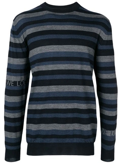 Loewe Stripe Blue/multicolor Wool Jumper In Dark Blue