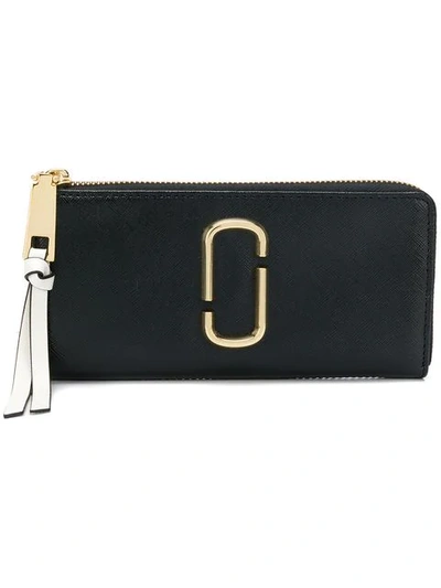 Marc Jacobs Button-flap Long Compact Wallet In Black