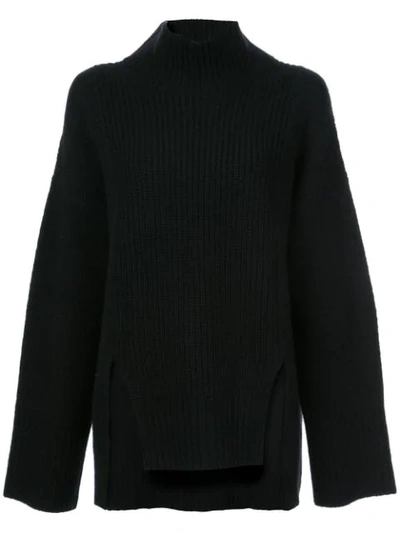 Sally Lapointe Cashmere Front Slit Sweater - 黑色 In Black