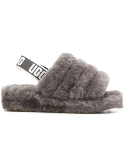 Ugg Fluff Yeah Sheepskin Slingback Slippers In Grey