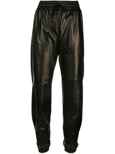 Givenchy Pearl-embellished Leather Tapered Pants In Black
