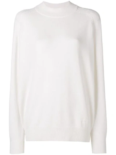 Givenchy Mock-neck Long-sleeve Cashmere Jumper W/ Logo Detail In White