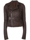 RICK OWENS RICK OWENS ZIPPED BIKER JACKET - BROWN