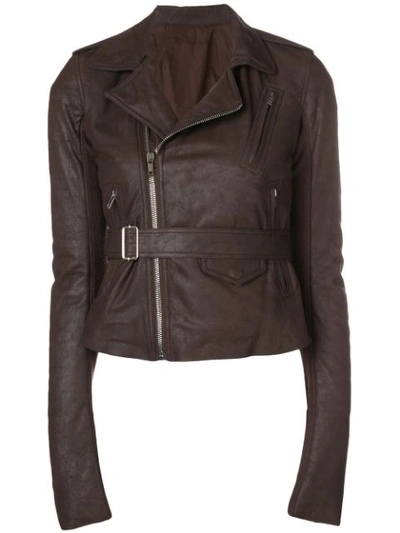 Rick Owens Zipped Biker Jacket - Brown