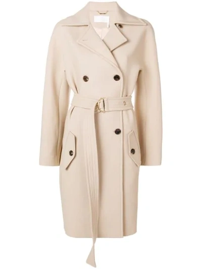 Chloé Neutral Belted Double Breast Coat