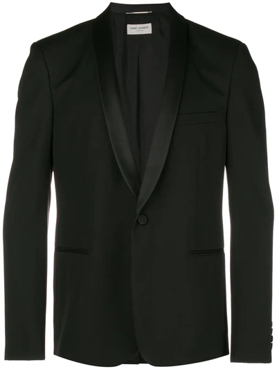 Saint Laurent Suit Made Of Wool With Satin Inserts In Black